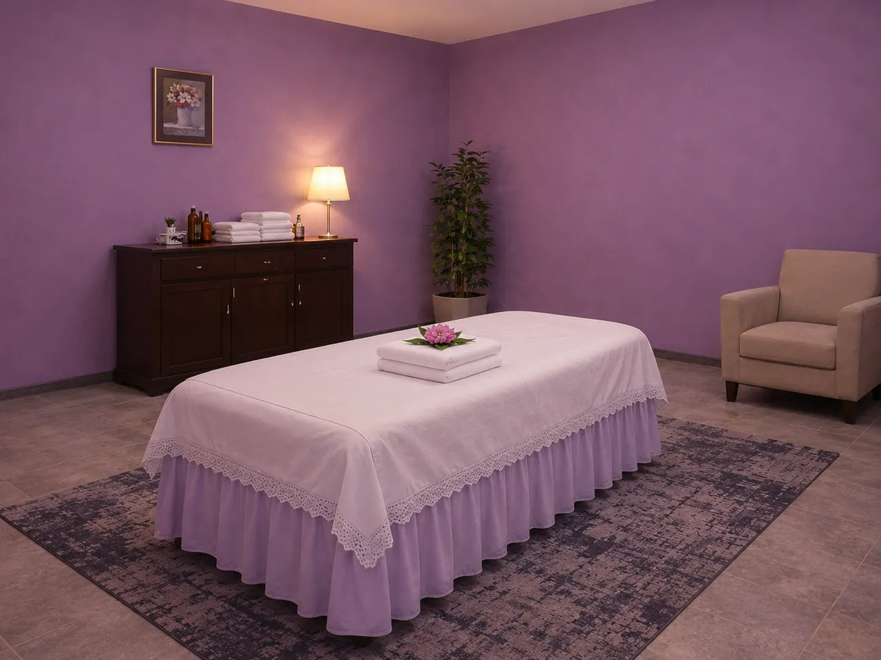 Comfortable, private massage room at Cozy Massage Spa near Toluca Lake, CA