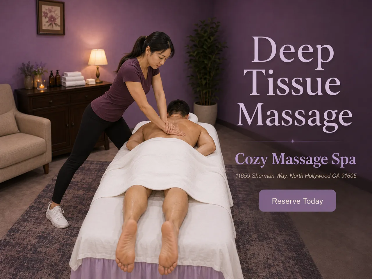 Deep Tissue Massage in North Hollywood, CA at Cozy Massage Spa