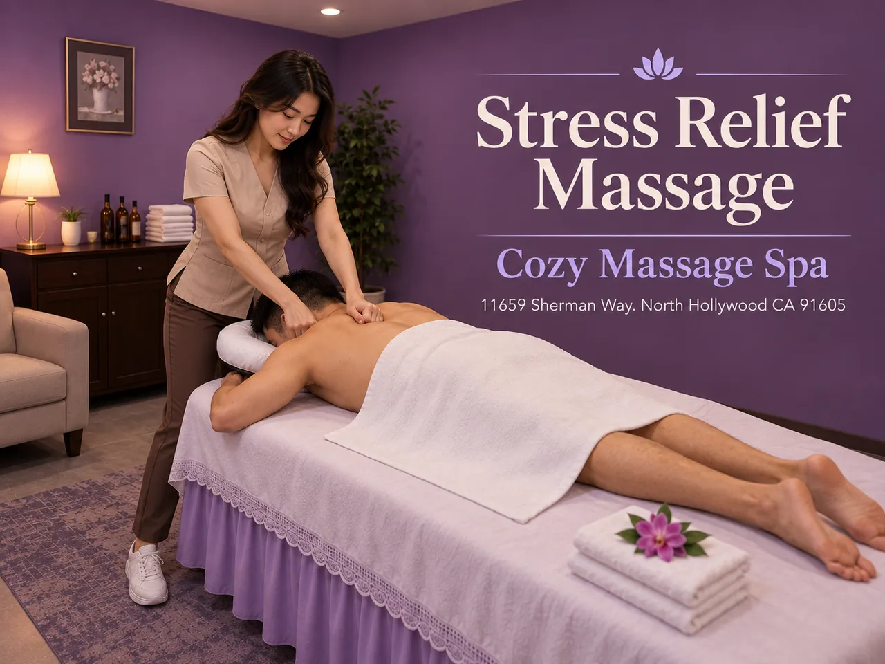 Stress Relief Massage in North Hollywood, CA at Cozy Massage Spa