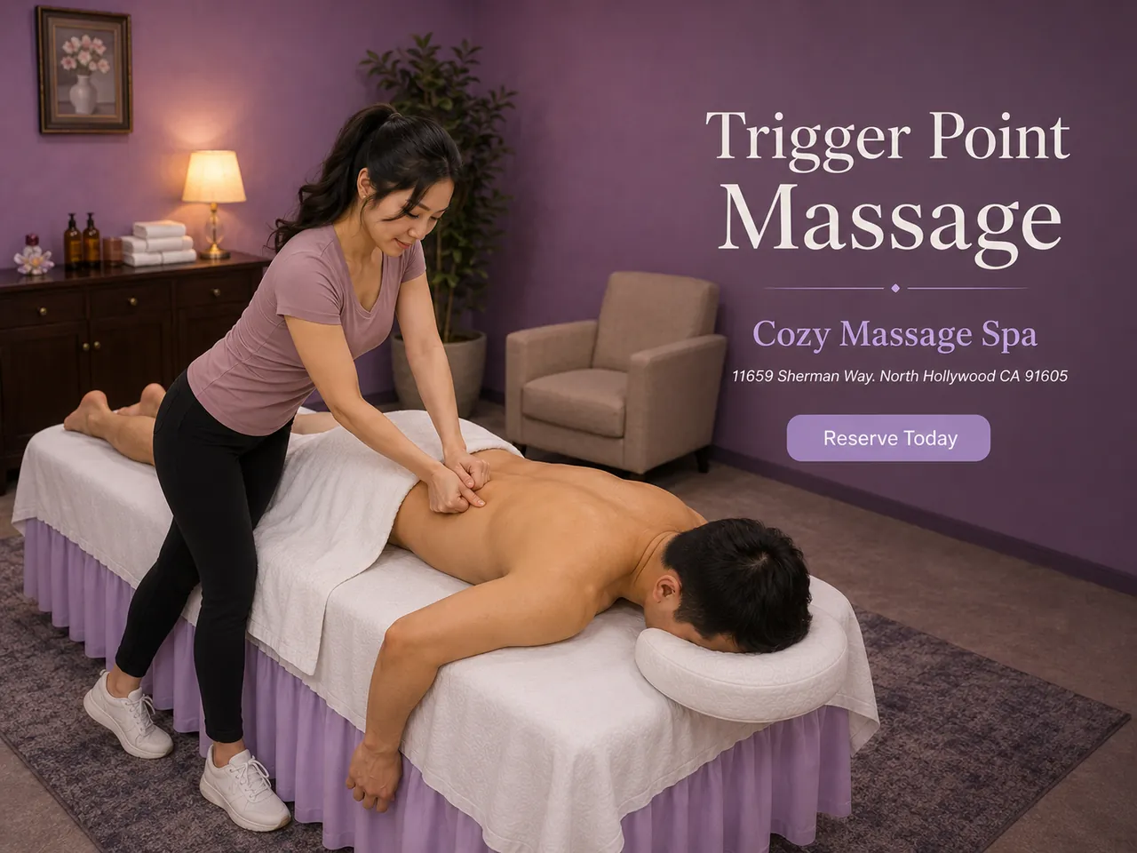 Trigger Point Massage in North Hollywood, CA at Cozy Massage Spa